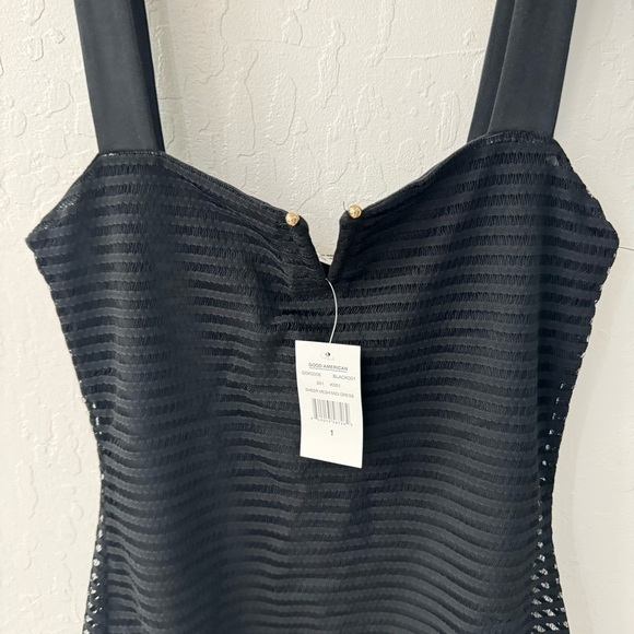 Good American V Neck Gold Studs Mesh Midi Dress Size 1 - Picture 6 of 8